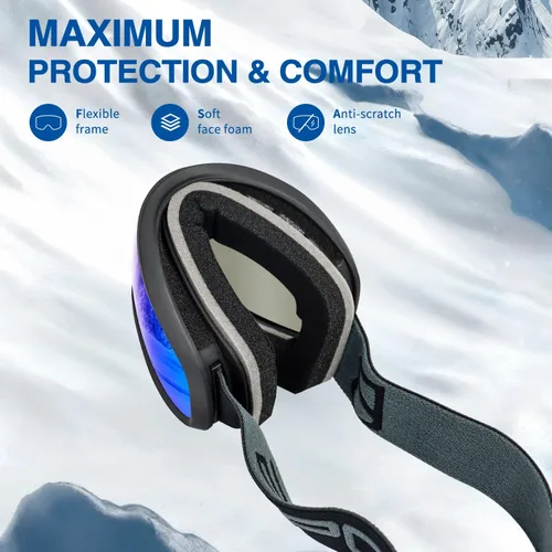 Miniatura 5 de SPOSUNE Gafas de Esquí Sobre Gafas con Lente Doble, Gafas de Nieve Anti-empañamiento Anti-UV para Hombres Mujeres Jóvenes Esquí Moto de Nieve