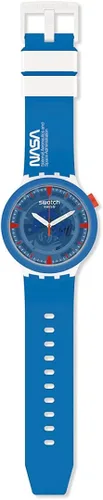 Miniatura 2 de Swatch mono de cuarzo azul esfera reloj para hombre SB03Z100, Azul, Movimiento de cuarzo