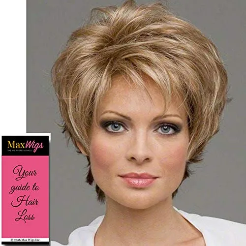 Micki Peluca de color rubio claro de 5 pulgadas, corta con encaje frontal, bordes suaves, parte superior de monofilamento sintético, ligera,