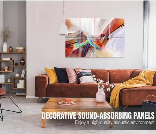 Miniatura 2 de Paquete de 8 paneles acústicos artísticos decorativos de 0.47 x 31 pulgadas, paneles de pared acústicos insonorizados, mejor acústico que la espuma