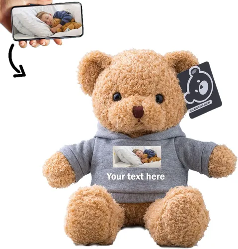 Miniatura 7 de Oso de peluche personalizado con texto + foto, oso de San Valentín, animales de peluche, juguetes de peluche como regalos personalizados para Negro