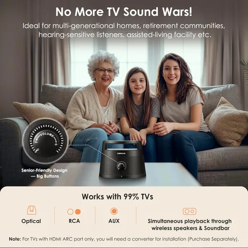 Miniatura 4 de SIMOLIO Altavoces inalámbricos 621D Plus para TV para personas mayores, altavoces de TV Bluetooth para personas con problemas auditivos, ancianos, 3
