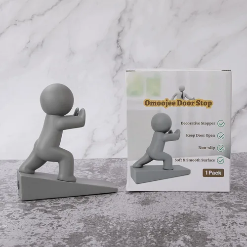 Miniatura 6 de Lindo tope de puerta, antideslizante para la parte inferior de la puerta, mantiene las puertas abiertas para niños y mascotas, gris, paquete de 1