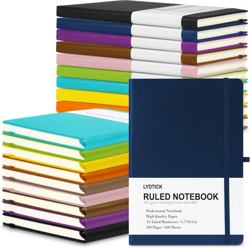 Miniatura 10 de Paquete de 20 Diarios para Escritura, Cuadernos con Rayas Universitarias a Granel, Cuadernos de Tapa Dura (200 Páginas) para Toma de Notas, Diarios
