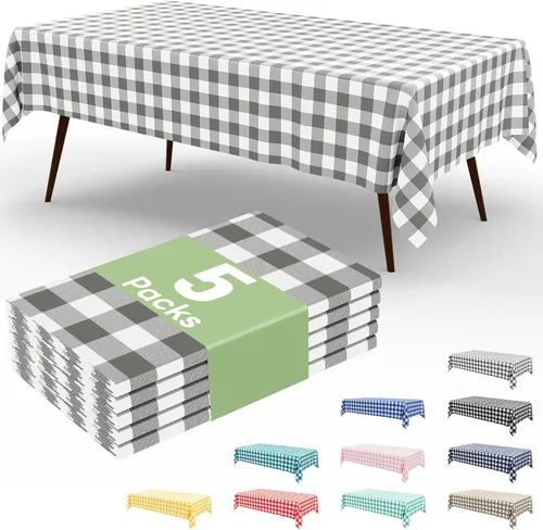 Miniatura 39 de misaya 3 paquetes de manteles desechables de búfalo, mantel de plástico impermeable de 54 x 72 pulgadas, manteles rectangulares a cuadros caqui