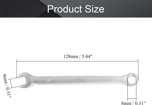 Miniatura 2 de Utoolmart Llave combinada de 12 puntos, 0.315 in métrica 5.039 in de longitud, 1 unidad