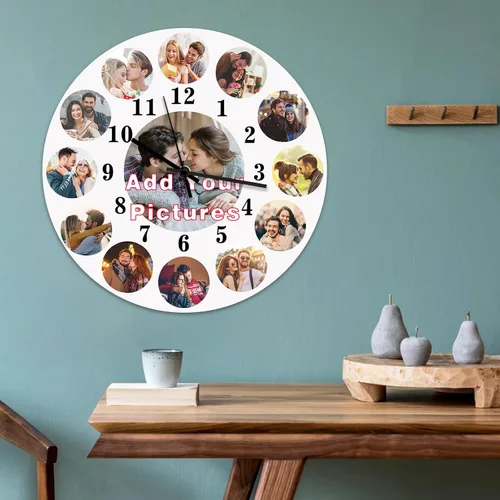Miniatura 2 de Qingxily Reloj personalizado con imagen, relojes personalizados para paredes, reloj con foto personalizado, regalo para el día de San Valentín, día