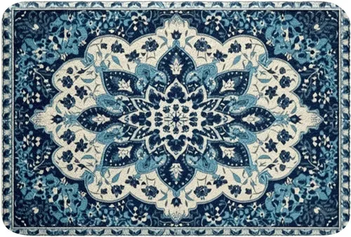 Miniatura 23 de Erosebridal Alfombras de baño vintage art decó, alfombra de baño antideslizante con medallón oriental rojo, 16 x 24 pulgadas, estilo bohemio, turco