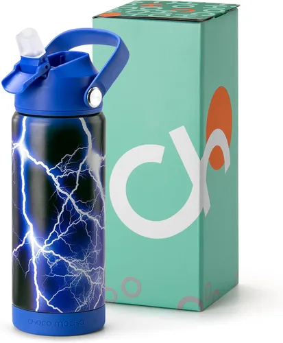 Miniatura 19 de Botella de Agua Choco Mocha para Niños para la Escuela, Botella de Agua Aislada para Niños de Acero Inoxidable para Niños, 14 Oz Camión Monstruo