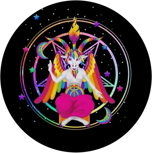 Miniatura 3 de Rainbow Baphomet Pentagram Sigil Goat PopSockets PopGrip intercambiable