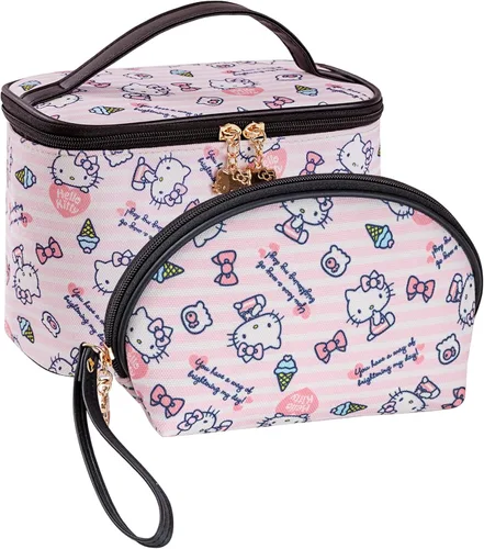 Miniatura 21 de AmBealla Bolsa de maquillaje grande impermeable con soporte para brochas de maquillaje, lindo organizador de maquillaje impreso para mujeres que