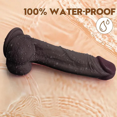 Miniatura 6 de Consolador realista – Consolador de silicona líquida de 6 pulgadas con fuerte ventosa, juguete sexual negro de doble densidad con textura venosa