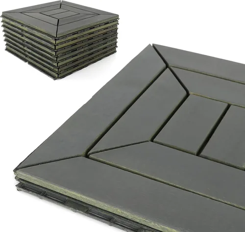 Miniatura 20 de Baldosas de madera de acacia para exteriores, baldosas de patio que se entrelazan. Moderno Gris Recto