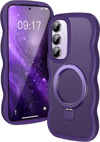 Miniatura 17 de [Soporte magnético y marco ondulado] Funda para Samsung Galaxy S24 Ultra [compatible con MagSafe] [protección militar contra caídas] no amarillenta