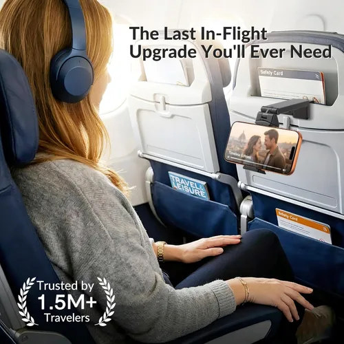 Miniatura 2 de Perilogics - Soporte universal para teléfono en vuelo de avión. Visualización manos libres con rotación multidireccional de 360 grados.