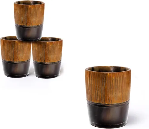 Miniatura 34 de Handicrafts Home Juego de 4 vasos de chupito hechos a mano, patrón entrecruzado de 6.5 onzas, chupitos de whisky vikingo naturales para cócteles