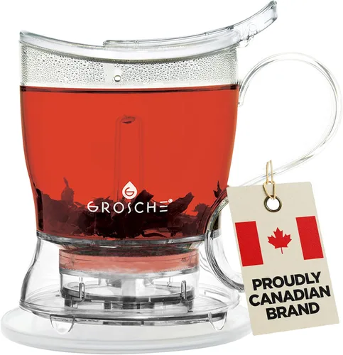Miniatura 10 de GROSCHE Aberdeen - Infusor de té y tetera inteligente, sin BPA, diseño sin goteo, posavasos Fácil de preparar Fácil de limpiar Elaboración
