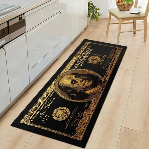 Miniatura 3 de GUBIYU Alfombra de baño negra para baño, alfombra negra y dorada, alfombra de área grande, alfombra de área moderna, alfombra de piso de cien