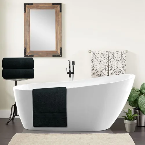 Miniatura 9 de Toallas de baño de lujo 100% algodón, paquete de 2 (35 x 70 pulgadas), súper suaves, de secado rápido y altamente absorbentes, para baño, hogar, spa