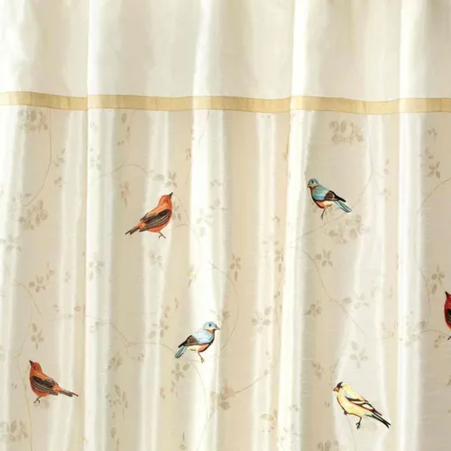Miniatura 2 de Avanti Linens - Cortina de tela para la ducha, decoración de baño inspirada en la naturaleza (Colección Aves Doradas, 72")