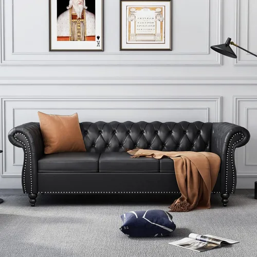 Miniatura 23 de AVZEAR Silla de Acento para Sala de Estar, Silla de Sofá Tapizada Silla de Sofá Individual con Respaldo Acolchado, Silla de Sofá Chesterfield