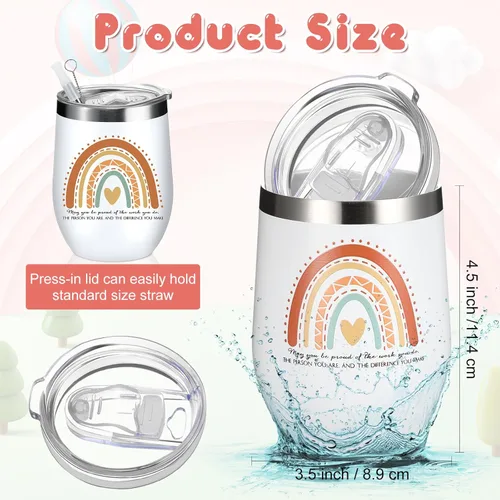 Miniatura 2 de Sieral 10 tazas inspiradoras de agradecimiento a los empleados, taza de 12 onzas con aislamiento de acero inoxidable con tapa, regalo