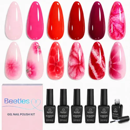 Miniatura 17 de Beetles - Kit de 6 colores de esmalte de gel de uñas, colores transparentes, translúcidos, marrón, rojo, azul, verde, naranja, primavera, lámpara