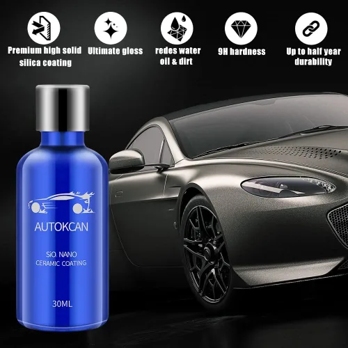 Miniatura 2 de 9H Nano revestimiento cerámico para automóviles, kit de revestimiento de cerámica antiarañazos de alto brillo para detalles de automóviles, vidrio