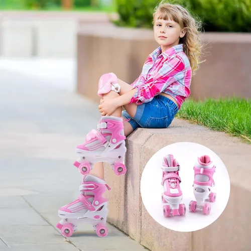 Miniatura 6 de Patines de Ruedas para Niños, Niñas y Pequeños de 3 a 12 años, Ajustables en 4 Tallas para Niños y Adolescentes con Ruedas Iluminadas, Patines