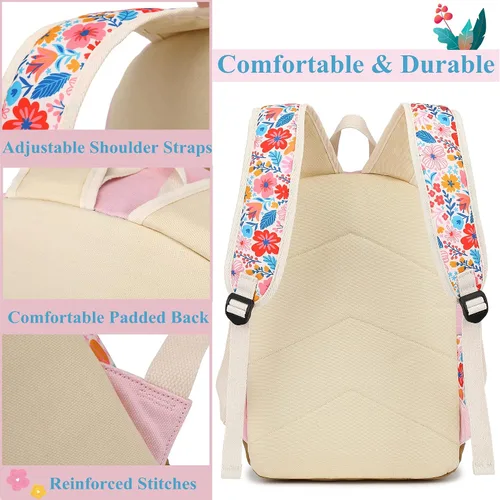 Miniatura 5 de Leaper Mochila escolar de moda mochila de lona para libros bolsa de hombro Rosa Floral 1 Mochilas tradicionales