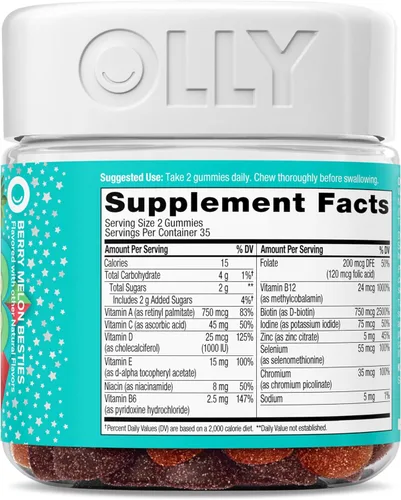 Miniatura 9 de OLLY - Gomita multivitamínica para adolescentes, apoyo para la piel saludable y el sistema inmunológico, 15 vitaminas esenciales, biotina, zinc