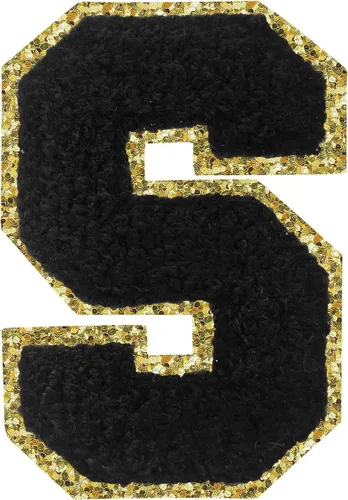 Miniatura 21 de Parches de letras termo-adhesivas de felpilla para chaquetas, parches de letras universitarias con brillantina para planchar en la letra azul A