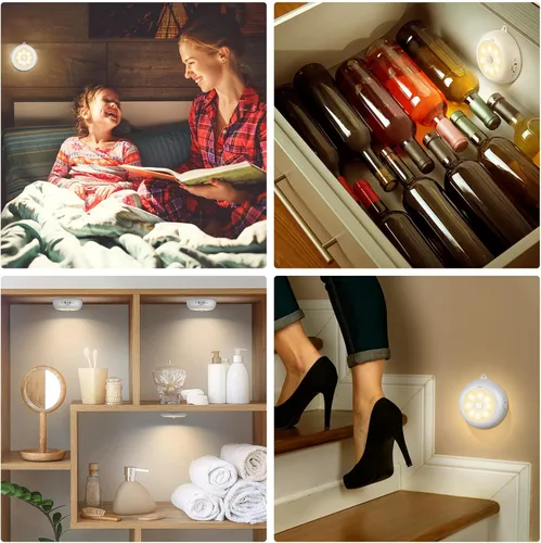Miniatura 6 de Reoshine - Luz de sensor de movimiento para interiores, funciona con pilas AA, iluminación debajo del gabinete, luces LED adhesivas magnéticas