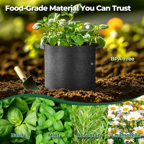 Miniatura 6 de T4U Bolsas de cultivo de 3 galones, bolsas de cultivo mejoradas con asas, macetas de tela no tejida gruesa de alta resistencia, macetas de 3 galones
