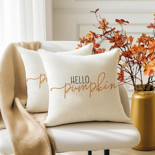Miniatura 2 de RABUSOFA Fundas de Almohada de Otoño 18x18 Pulgadas, Almohadas Decorativas de Otoño Hello Pumpkin, Funda de Cojín para Exteriores de Acción