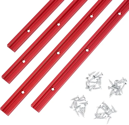 Miniatura 13 de Pista T de 48 pulgadas con tornillos para madera, perfil de doble corte universal en T con agujeros de montaje preperforados, carpintería, arenado