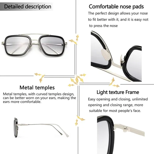 Miniatura 4 de YIJIA-YOUNG Tony Stark - Lentes de sol polarizados de material metálico para hombres y mujeres, Iron Man y Spider-Man