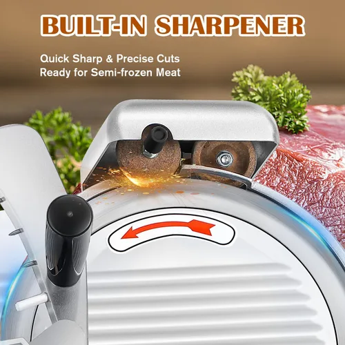 Miniatura 4 de CGOLDENWALL Máquina cortadora de carne comercial, 240W, 0-0.7" grosor ajustable, cortadora eléctrica de carne de delicatessen, queso y alimentos