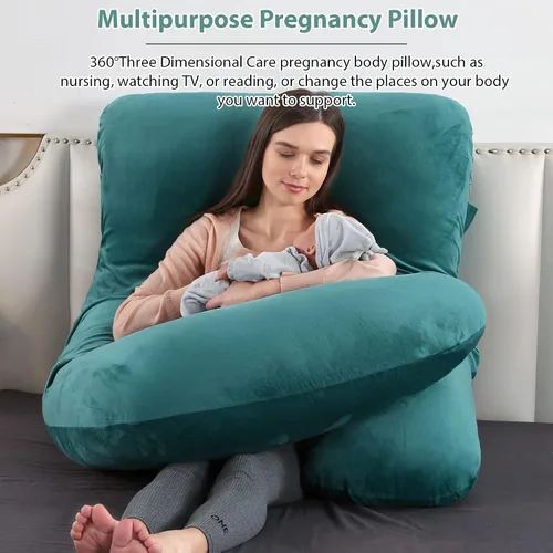 Miniatura 2 de BATTOP Almohadas de embarazo para dormir, almohada de maternidad de cuerpo completo con funda extraíble, soporte para espalda, caderas, piernas