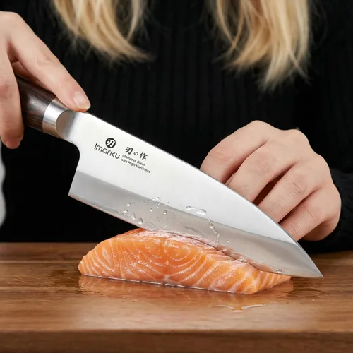 Miniatura 7 de imarku - Cuchillo Deba de 7 pulgadas, cuchillo de chef ultra afilado, cuchillo de cocina japonés definitivo con bisel único de acero inoxidable