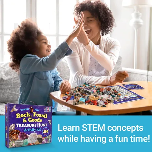 Miniatura 9 de DANCING BEAR Paquete de fósiles de Geología: 2 kits de actividades STEM: actividad de clasificación de rocas, minerales y geodas y fósiles