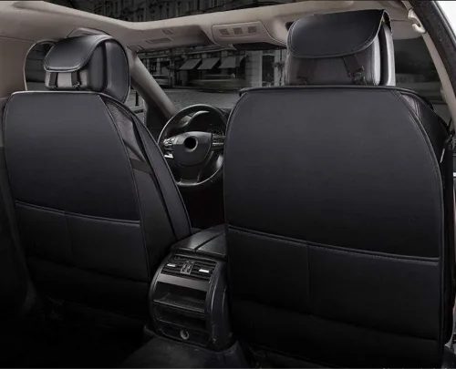 Miniatura 2 de Juego completo de fundas de cojín y almohadas de cuero sintético para asiento delantero y trasero de coche con reposacabezas y soporte de cintura, 5