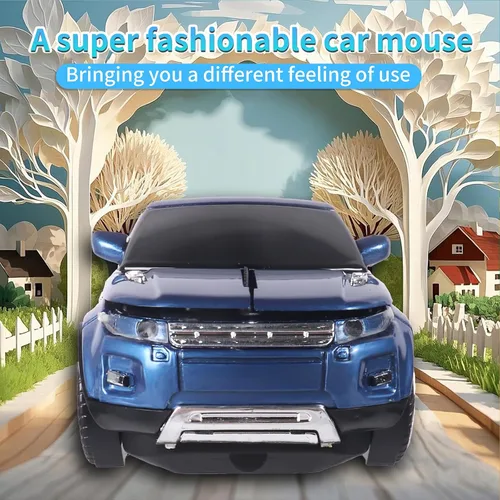 Miniatura 3 de elec Space Ratón inalámbrico con forma de coche para computadora, para PC portátil (azul)
