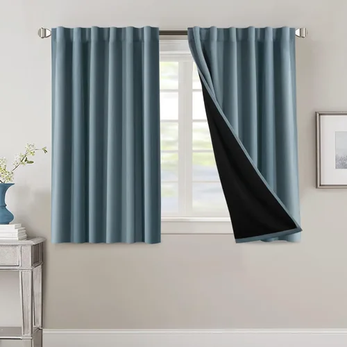 Miniatura 48 de H.VERSAILTEX Cortinas 100% opacas para dormitorio con forro negro, cortinas de oscurecimiento de habitación completa, con aislamiento térmico