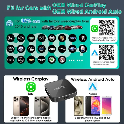 Miniatura 8 de Car TV Mate Max con CarPlay inalámbrico y adaptador automático de Android, convertidor Fire TV Stick para coche, adaptador multimedia HDMl HD 3 en 1