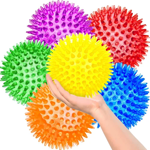 SHARLOVY Pelota de juguetes para perros grandes de 3.5", paquete de 6 juguetes chirriantes, duraderos para masticadores agresivos, pelota con púas
