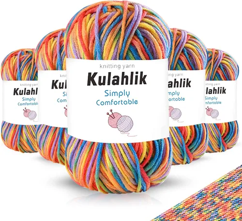 Miniatura 118 de 50g (1x50g) Hilo Acrílico para Crochet y Tejido, Hilo Degradado Colorido, 1 Rollo de Madejas, Hilo Acrílico Multicolor, Perfecto para Proyectos
