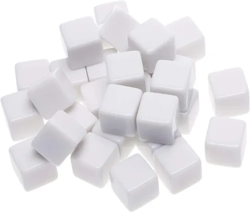 Shapenty Cubos de dados de acrílico blanco de 0.63 pulgadas para juegos de mesa, calcomanías de bricolaje, recuerdo de fiesta, rompecabezas de