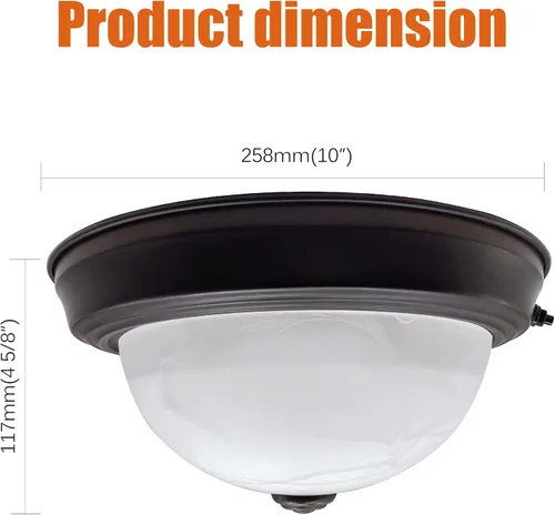 Miniatura 6 de Facon Lámpara de techo de 12 V para caravana, lámpara LED de comedor de 10 pulgadas con interruptor, bronce aceitado y cristal de alabastro