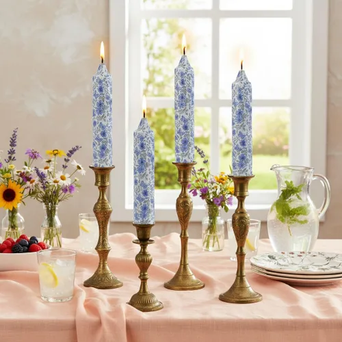 Miniatura 78 de Candelabros cortos de 5 pulgadas con velas cónicas verde oscuro, 4 piezas para cena, hogar, boda, fiesta, decoración